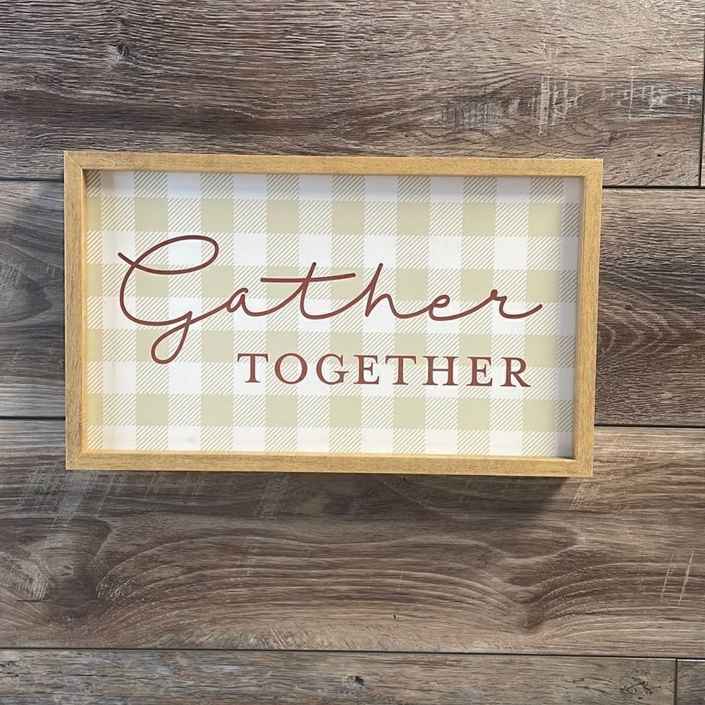 Better Homes & Garden Reversible Wooden Sign”Gather Together & Merry and Bright”